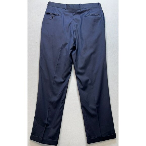 Jos. A. Bank Men's Pleated Front Dress Pants Cuffed Hem Size 38 Reg Blue Solid - Picture 2 of 9